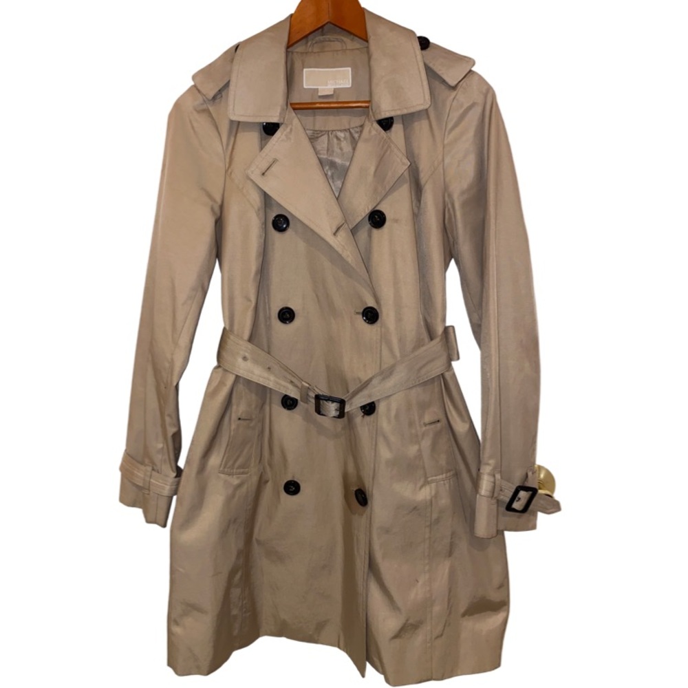 MICHAEL Michael Kors Beige Belted Water Resistant Trench Coat